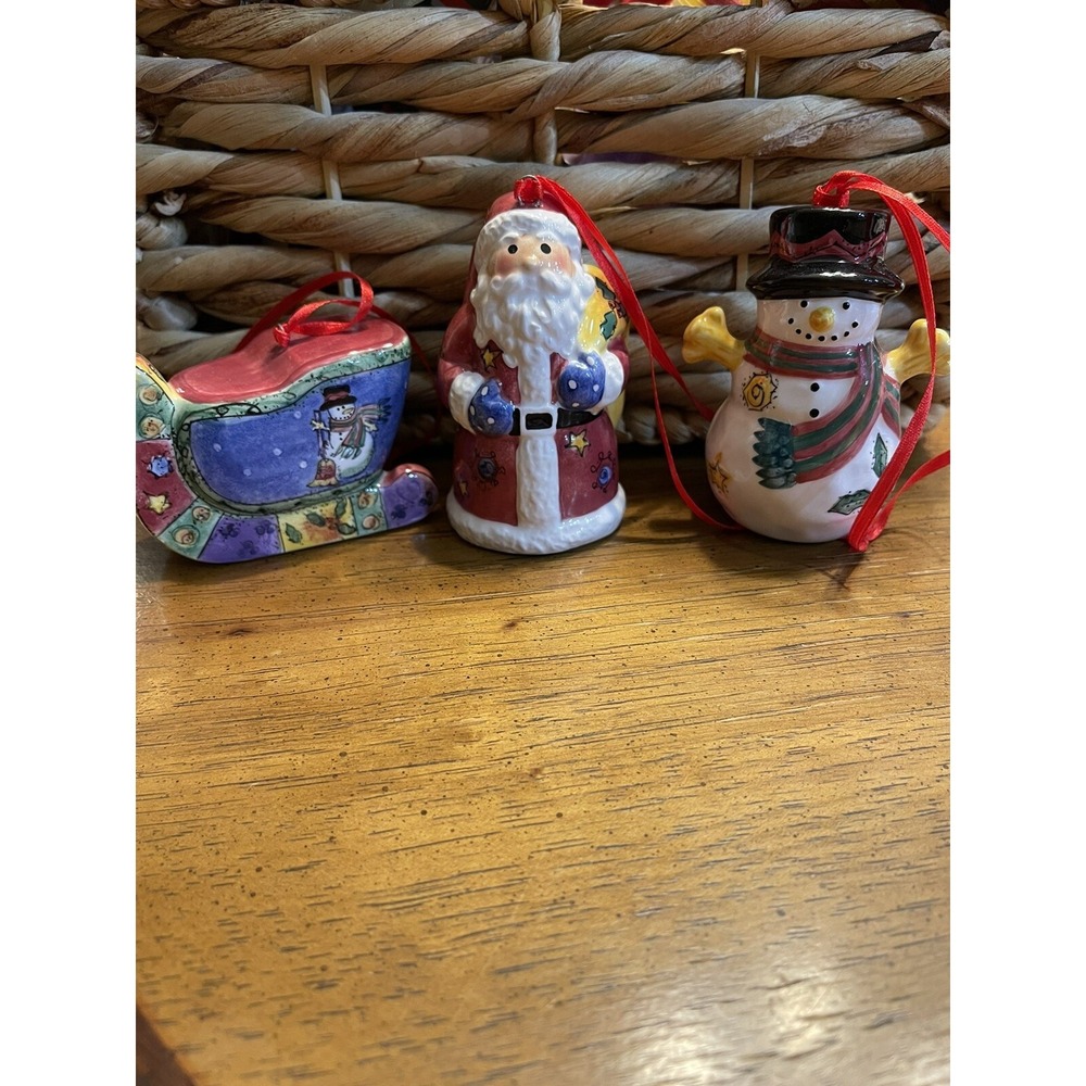 Vintage Sango Set Of 3 Porcelain Christmas Ornaments ~Sweet Shoppe~